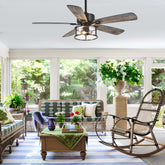 52 Inch 5-Blade  Indoor Ceiling Fan with Light and Remote,5in and 10in Downrod Included